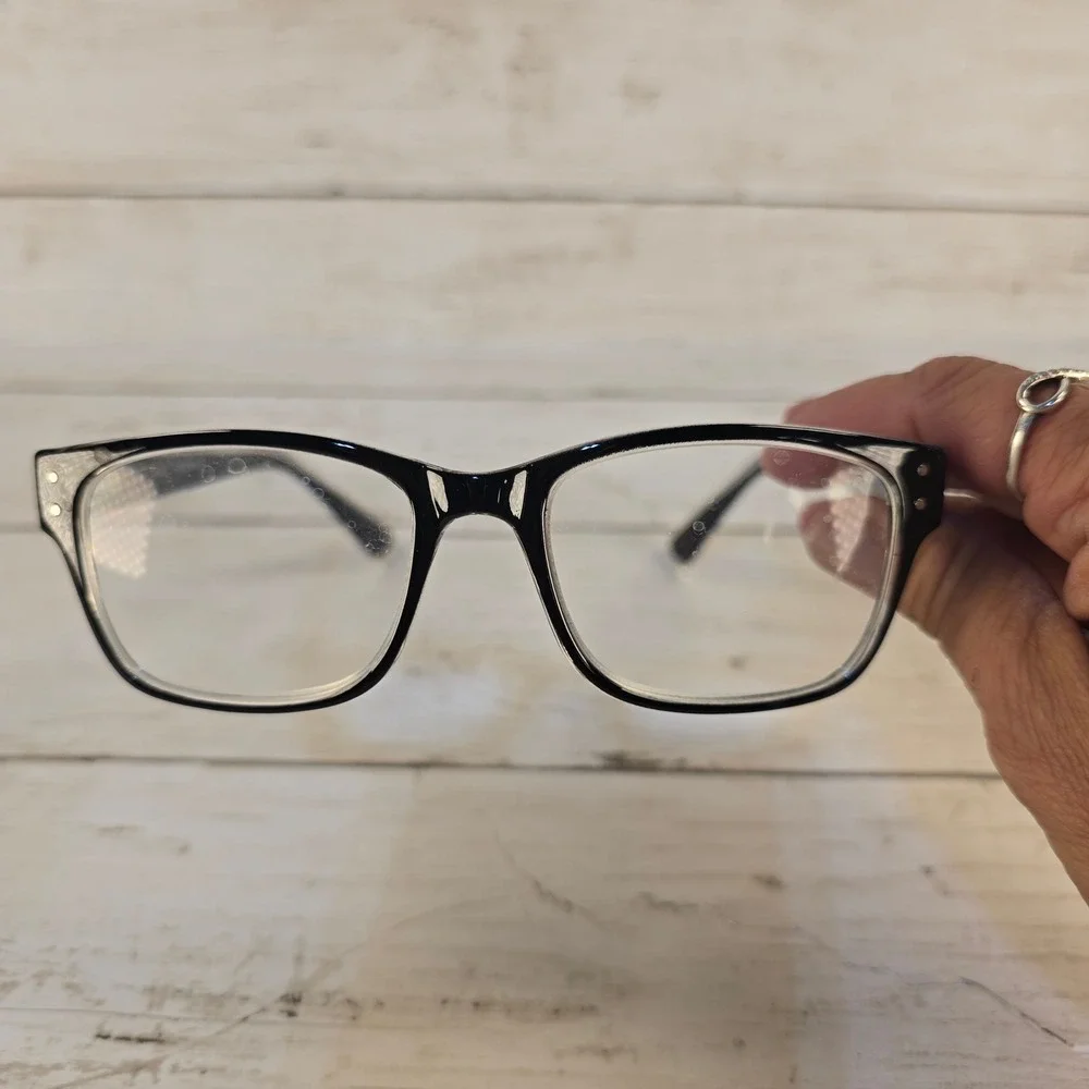 Foster Grant Tristan BLK Rectangular Eyeglasses Black Crystal Clear TG1022 52-18